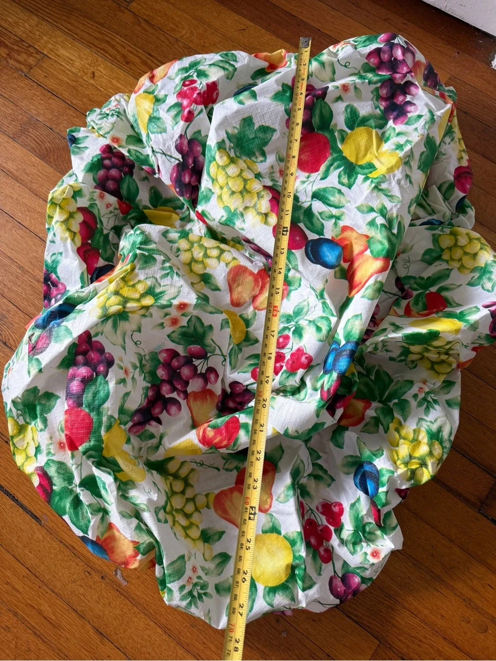 Home Accents Fruit Print Elastic Fit Tablecloth - White Multicolor vintage